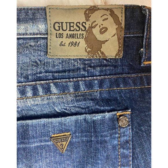 Guess Jeans Women's Button-Fly Tomboy Short Size 31 100% Cotton Dark Wash - Picture 5 of 9